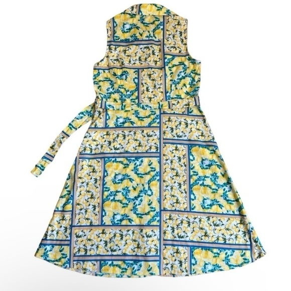 Chloe+Rene Lemon Print Retro 70s Style Fit and Flare Poplin Midi Sundress Sz S - Picture 12 of 16